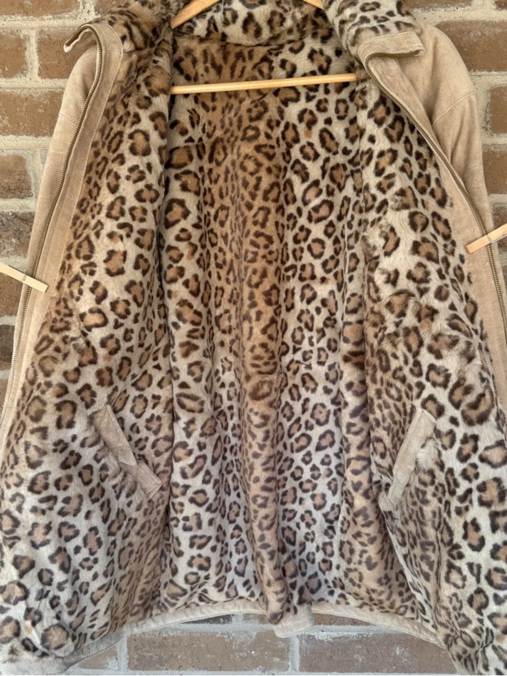 Vintage Winlet Suede Jacket with Leopard-Print Trim